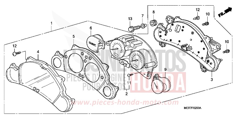 COMPTEUR (CBF600S/SA) de CBF600S ABS EMERGENCY RED METALLIC (R311) de 2006